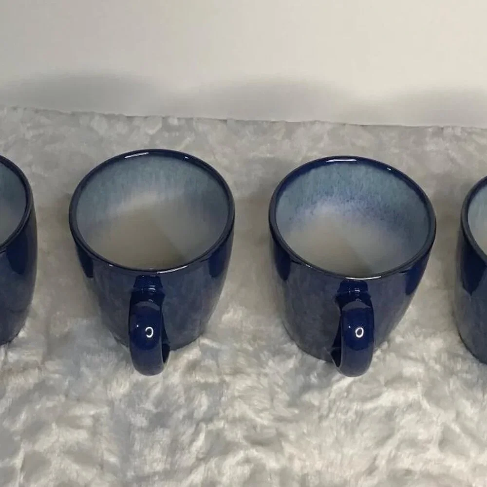 Pier 1 ~ Blue Azure Dip Dye Coffee Mugs / Cups - Set of 4 -‎ Retired
